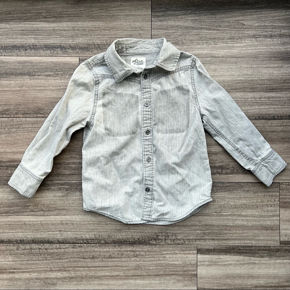 3T Afton Street Gray button up long sleeve shirt EUC